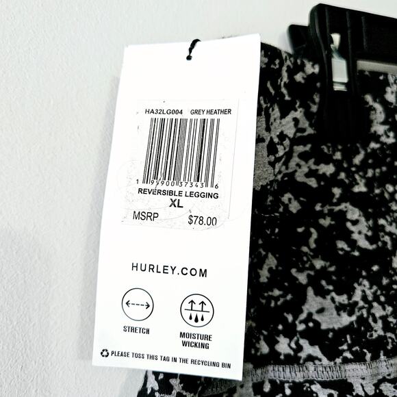 Hurley Size XL Black Grey Heather Womens Reversible Leggings with Camouflage - Picture 15 of 16